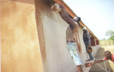 Enduit sur un mur du dortoir