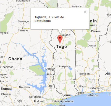 Carte du Togo avec Tigbada