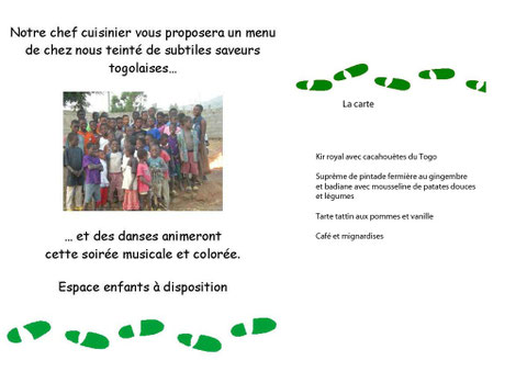 Menu africain de la soirée