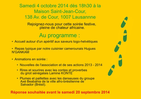 Programme de la soirée de soutien 2014