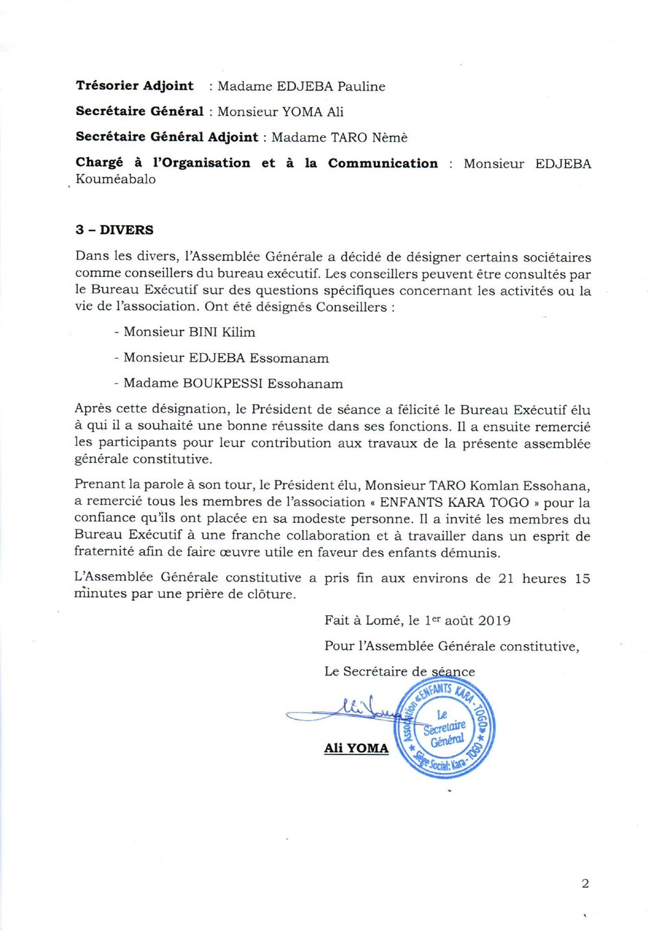 Procès-verbal du 1er août 2019, page 2